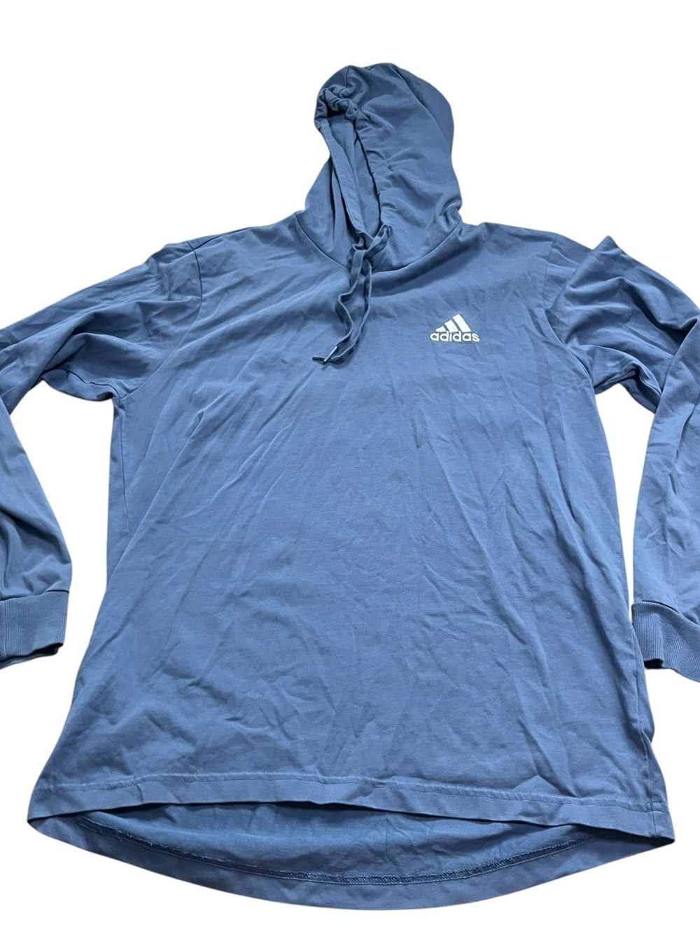 adidas Womens Slate Blue Crewneck Hooded Shirt Size Medium Loose Fit